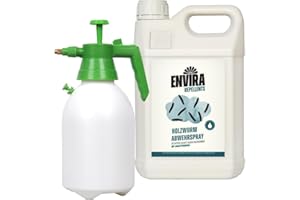 Envira Holzwurm Abwehrspray 5 Liter + 2L Sprüher - Spray mit Langzeitwirkung gegen Holzbock & Holzwurm - Mittel gegen Holzwürmer für innen - Effektives Holzwurmmittel & Holzwurmschutz