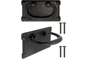 Fuxxer Antyczne składane żelazne uchwyty do szuflad, styl vintage, zestaw 2 sztuk, czarne