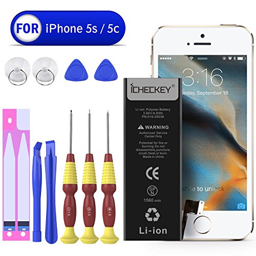 ICHECKEY Batterie pour iphone 5s 5c de Lithium-ION en Set Batterie Rechargeable Haut capacit   Kit d outils Compatible Avez iPhone 5s 5c Outils  Manue