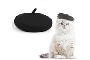 LuLiyLdJ Noir Béret en Laine pour Chien et Chat, Déguisement pour Chat, Accessoires Chien