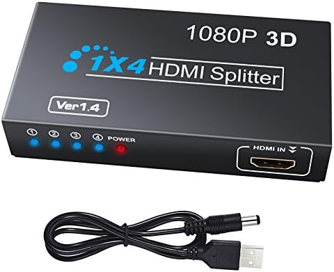 HDMI Splitter OLRICK 4 Way Hdmi Splitter 1 Input and 4 Output Support 3D and 1080P Metal Case for Full HD HDTV PS3 Xbox Blu-ray Player DVD