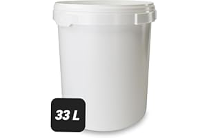 ‎TREVENDO Trevendo 33 Liter Hobbock mit Deckel und Griffmulde, lebensmittelecht - luftdicht - stabil - stapelbar - Leereimer zur sicheren Lagerung inkl. Trevendo Beschriftungsetikett