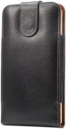 Ambaiyi Black Genuine Leather Pouch Belt Clip Holster Vertical Case Cover for iPhone 7 , Alcatel Pixi 4 (5) Pop 4 , Alcatel Shine Lite , Samsung Galaxy A3 (2017) …