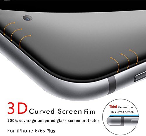 iPhone 6S Plus Screen Protector,[SZEETECH]Full Coverage 3D Curved Tempered Glass Film Fingerprint/Scratch-proof for Apple iPhone 6s Plus/iPhone 6 Plus(5.5Inch Black)