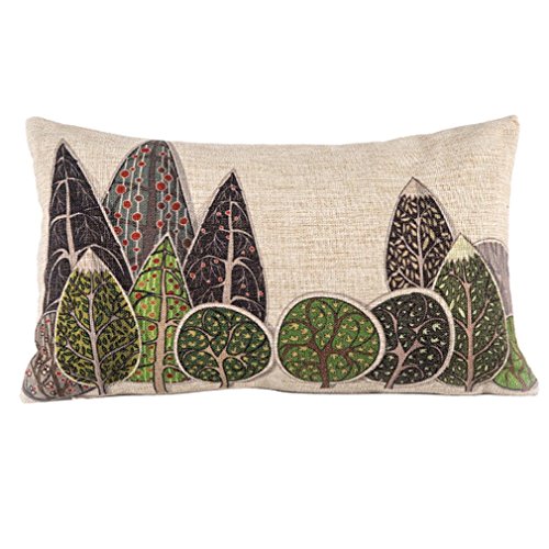 Nunubee Baumwolle und Leinen Kissenbezüge Rechteck Kissenbezug Dekorative Kissenhülle Dekokissen,30*50cm/11.81*19.69inch,10 Bäume