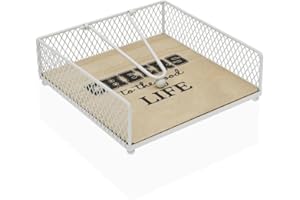 KCASA Servilletero Madera Metal Blanco para Cocina Fantasy - Blanco