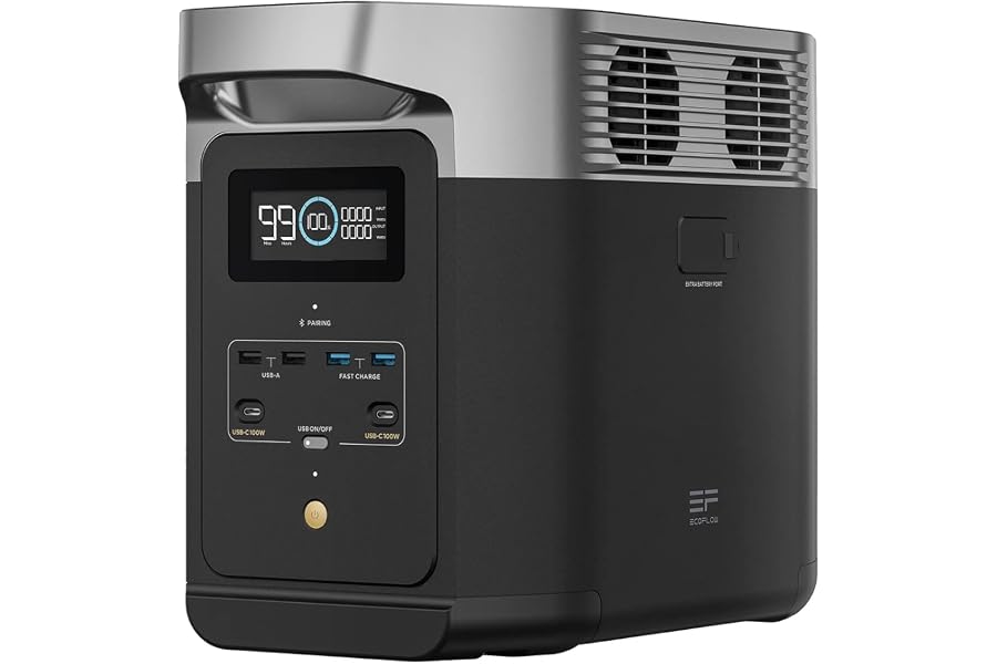 EF ECOFLOW DELTA 2 Tragbare Powerstation 1024Wh (Generalüberholt) | erweiterbarer Kapazität bis zu 3kWh, Solargenerator 