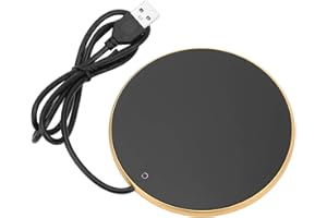 USB-Tassenwärmer, Schreibtisch-Tassenwärmer mit Smart-Touch-Schalter und intelligentem Untersetzer mit konstanter Temperatur, für heiße Getränke, Kaffee, Ø10,3 cm (Gold)