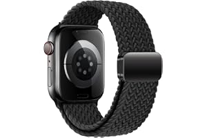 Kompatibelt med Apple Watch armband 40/41/42/44/45/46/49 mm justerbart. Flätat elastiskt tygband med magnetfäste för herr- och dammodeller, passar Apple Watch Serie 4/5/6/7/8/9/10/SE/Ultra 2