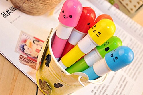 Cdet 6 Pcs Kugelschreiber Stift Gesichtsausdruck Englisch Kunststoff Ausdruck Pille Teleskop Stift Kapsel Stift Rot / Grün / Gelb / Blau / Orange / Rose Rot Kreativer Stift - 8
