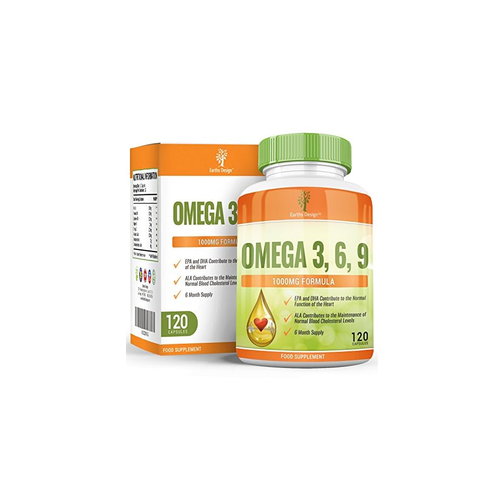 Omega 3 6 9 1000mg Omega 3 Fischl Mit Flachsamenl Sonnenblumenl Vitamin E Hoch Potentes Epa Dha Fr Frauen Und Mnner 120 Kapseln 2 Monate Vorrat Von Earths Design