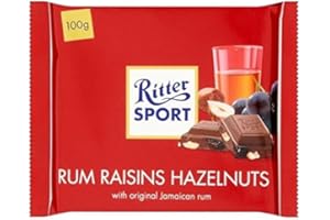 RITTER SPORT ritter Rhum Sport, Raisins Et Noisettes Chocolat Au Lait 100G - Paquet de 2