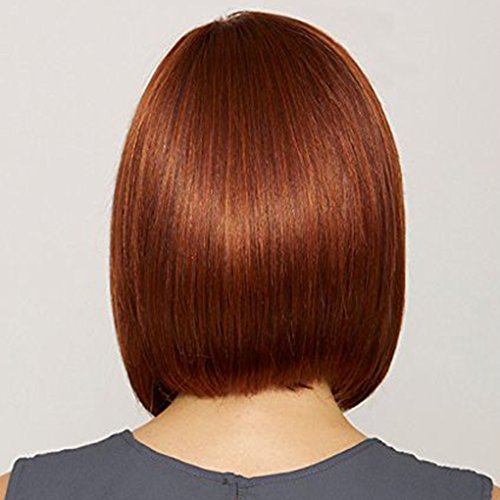 LUFA Fashion Damen Synthetische Perücken für Frauen gekippte Frisette Kurzhaar Perücken Wein Rot - 5