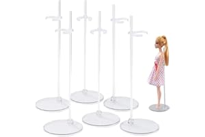 Vientiane Support de Présentoir de Poupée Plastique, 6 Pièces Support de Présentoir pour Poupées, Support de Poupée Transparent Réglable, Support de Modèle d'Affichage pour Poupée et Modèles