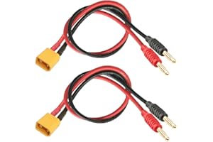 WOODGUILIN XT30 Stecker Connectors，XT30 Steckerstecker auf 4mm Bananenstecker Adapter mit 30cm 16AWG Kabel für RC Hubschrauber，Quad Rotor Flugzeuge Batterieanschluss (2 Pack XT30)