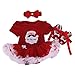 Marlegard Baby Girls' 3PCs Red Christmas Tutu Dress with Headband Shoes (12M(9-12months))