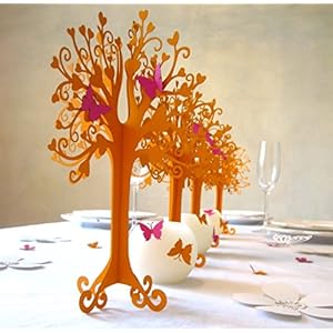 Konfirmation |Herzbaum| Tischdeko| mit Schmetterlingen | höhe 23cm ornage 10stk mit 100 Schmetterlingen oder Vögel zum selbst ankleben