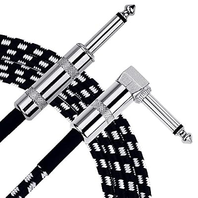 Anpro Câble de Guitare Electrique 3m,Câble Jack de Basse Instrument 6.3mm Mâle à Mâle Tête Droite et Tête Coudée Pour Connecter Avec Amplificateur,Audio , Microphone,Clavier Electrique