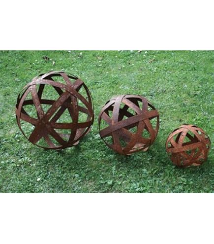 Boule Décorative En Métal Rouillé Pour Jardin - Diamètre 30 Cm - Style Industriel Et Vintage - 5