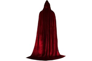 Mmnuagebleu Unisex Capa de terciopelo de Halloween para adultos con capucha disfraz de vampiro largo capas de cosplay bata-Negro, S (para 120-140cm)