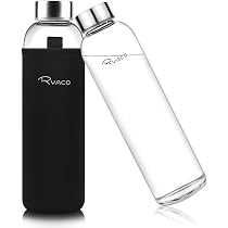 Gourde Verre Bluego 700ml Avec Paille - Manchon Silicone Et Marqueur Temps Motivation Sport