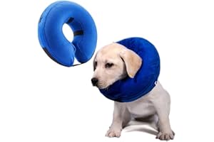 HGKOL Pet Inflatable Collar for Dogs and Cats, Protective Inflatable Dog Collar, Soft Pet Dog Cone Recovery Collar, Adjustable Pet Recovery Collar for Inflatable Medium Dog and Cat - S