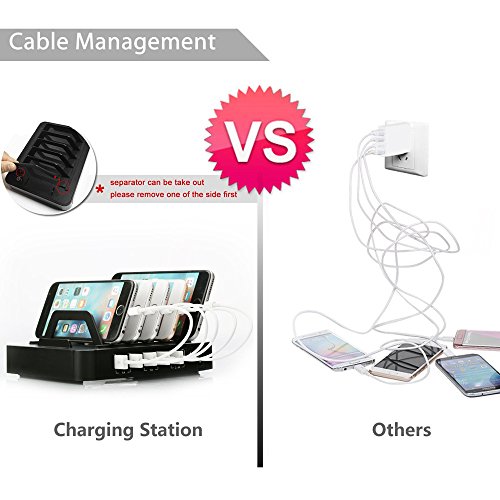 Ladestation, AOLOX 6-Port USB Desktop Ladegerät Organizer für USB-Charged Gerät - 8