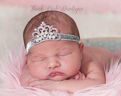 Inspiring Life Crystal Pearl Baby Tiara Headband, Girl, Toddler, Wedding, Photography (silver)