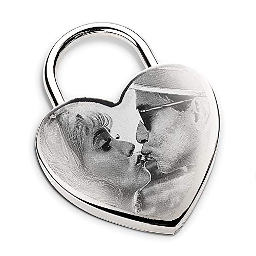 Preisvergleich Produktbild Liebesschloss mit Fotogravur / Herz-Schloss mit persönlicher Foto-Gravur