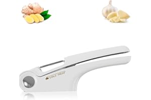 ZONJIE Presse-ail - Ustensile de cuisine avec éplucheur d'ail - Poignée facile à utiliser - Outil efficace pour obtenir la pâte d'ail - Facile à nettoyer - Blanc