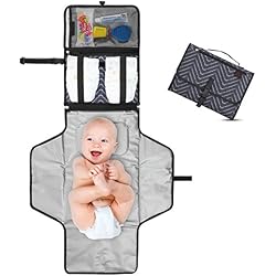 Cambiador Portátil de Pañales para Bebé - Kit Cambiador de Viaje - Completamente Acolchado - Esterilla Lavable de Quita y Pon - Para Usar Fuera de Casa - Perfecto como Regalo ! - Dark Gray
