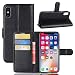 Produktbild Wokee iPhone XS Hülle Leder Ultradünne Stilvolle Elegante Ledertasche für Das iPhone XS 5,8 Zoll Lederhülle mit Kartenfach für Original Apple iPhone XS 5,8 Zoll Tasche Leder Etui (Schwarz)