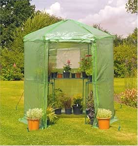 AMERLIFE 13.5x13.5x9 Ft Hexagonal Walk-in Greenhouse - Heavy Duty Outdoor Garden Greenhouse With PE Cover