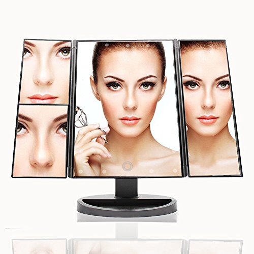 Light Make-up-Spiegel, TFCFL Reise Eitelkeit Spiegel, beleuchtete Spiegel, Tischplatte beleuchtet Kosmetikspiegel, 1X / 2X / 3X-Vergrößerung, 21 helle LEDs für Reisen, Rasieren, Dressing - 2