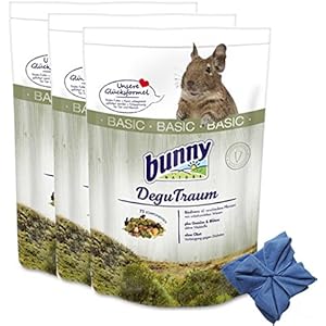 3 x 3,2 kg Bunny Nature Degu Traum Basic Degufutter Vitalstoffe + Microfasertuch