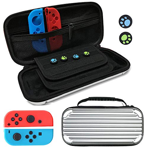 Preisvergleich Produktbild für Nintendo / Switch / NS / NX Tragetasche – Aufbewahrungstasche / - Hartschalen Case / Cover / Hülle / Tasche / Schutzhülle +4 pcs Silikon Cat Claw Joystick Caps +2-Pack Nintendo Switch Controller Hülle