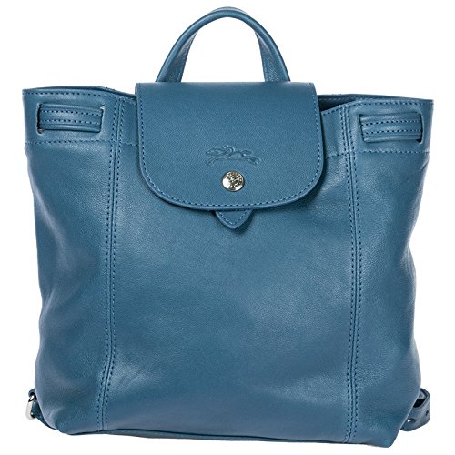 Preisvergleich Produktbild Longchamp Leder Rucksack Damen Tasche Schulrucksack Hellblau