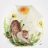 Características: 3 paraguas plegable, anti rayos UV, bonito patrón de gato/acero inoxidable.