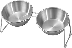 MagiDeal Ciotola per Gatti rialzata per Animali Domestici, Ciotola per Acqua Antiscivolo Creativa, Contenitore per Cani di Piccola Taglia da Interno, Camera da, Ciotole Doppie Rotonde