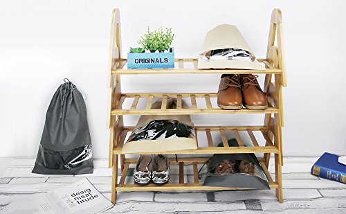 Schuh-Aufbewahrungsbeutel mit Tunnelzug, transparentem Fenster, Reise-Schuhbeutel, 5er Pack, - 2