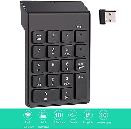 Wireless Keypad Numeric, Homeet 2.4GHZ 18 Keys USB Number Keyboard Pad External for Notebook 8/7/Vista/XP/2000/98/95/NT/ME/LINUX/Mac OS9