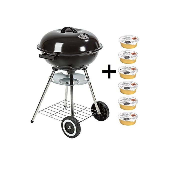 Bbq Chief Holzkohle Grill Kugelgrill Rundgrill 44 Cm Schwarz 44 X 44 X75 Cm Inkl 6x Rsle Grillanznder Brennpaste Zum Anfeuern Des Grills