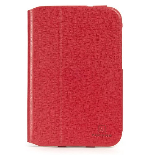 Tucano TAB-LS37-R geprägtem Optikleder Schutzhülle für Samsung Tab3 17,8 cm (7 Zoll) mit 2 Aufstellfunktionen rot