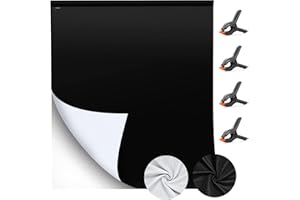 UTEBIT 2 * 3M Bicolor Telón de Fondo Negro Blanco con 4 Pinzas, Pantalla de Fondo Resistente a Las Arrugas, Lavable e Ironable Fondo Fotográfico para Estudio Fotografía, Vídeo y Televisión