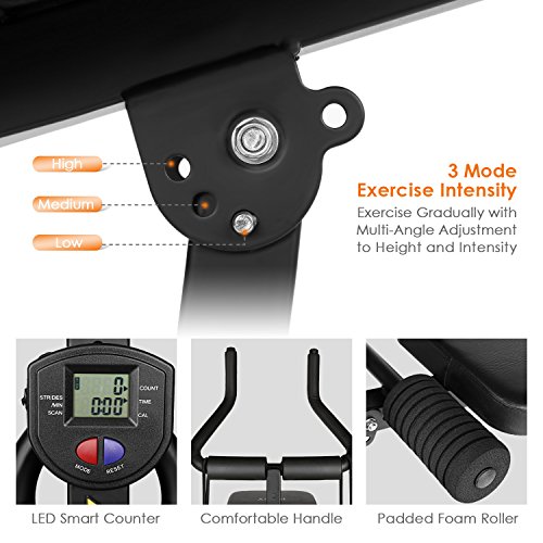 INTEY Sit Up Bank klappbare Trainingsbank, 6 in 1 Multifunktions-Hantelbänke für Sit-up, Verstellbare Bauchtrainer mit Expander und LED Trainingscomputer für den Heimgebrauch, Schwarz - 2