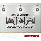 CHOOSE YOUR WEAPON GAMING Wandtattoo Wandaufkleber Wandsticker Wandbilder Personalisiertem Namen