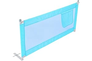 M.J COMFY-LIFE Bed Rail for Single Bed, 150cm x 80cm Foldable Toddler Bed Guard with Storage Pocket, Easy to Install Safety Rail for Kids Children (Blue, 150cm)