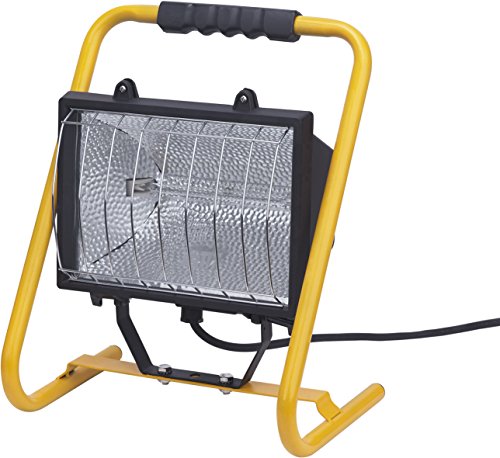 Brennenstuhl Halogenstrahler / Flutlicht Halogen ideal als mobiler Baustrahler (Außenstrahler IP54 geprüft, 1,5m Kabellänge, 1000 Watt) Farbe: gelb