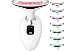 AOGOE Urządzenie do masażu twarzy przeciw zmarszczkom, 7 kolorów, ochrona przed zmarszczkami, 3 tryby pracy, urządzenie ujędrniające szyję i twarz, 45 °C, EMS Gua Sha, elektryczne urządzenie do masażu