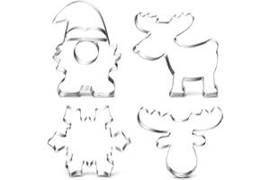 O-KINEE Emporte-pièces de Noël, Lot de 4 Forme Biscuit Noel, Emporte-pièces Patisserie en Acier Inoxydable, Moule Biscuit Noel, pour Décoration de Fête de Noël Gâteau Fondant Biscuit Cookie Pâtisserie